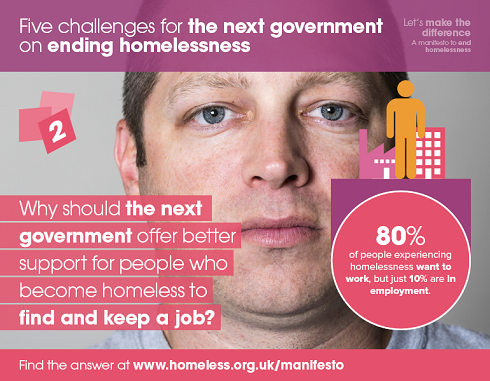 HomelessLink's tweet photo. How can the next Government help homeless people into employment? http://t.co/AxrNpV6ETh #TheDifference2015 http://t.co/AeftSqjFet