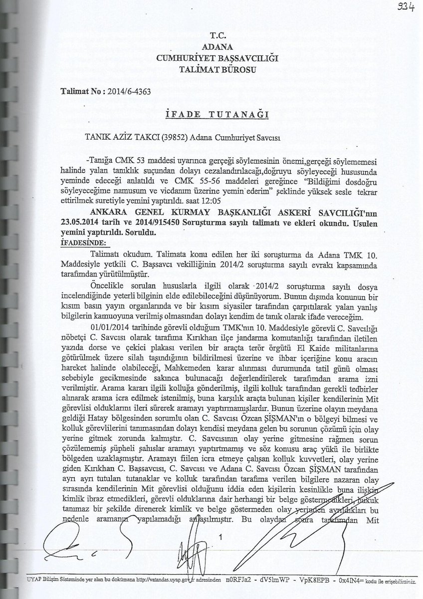 basdagumit's tweet photo. Ocak 2014'de  El Kaide'ye mühimmat taşıyan TIRLAR'ı durduran C.Savcısı AZİZ TAKÇI'nın her satırı ibretlik ifadesi. http://t.co/V2EHrc25PF