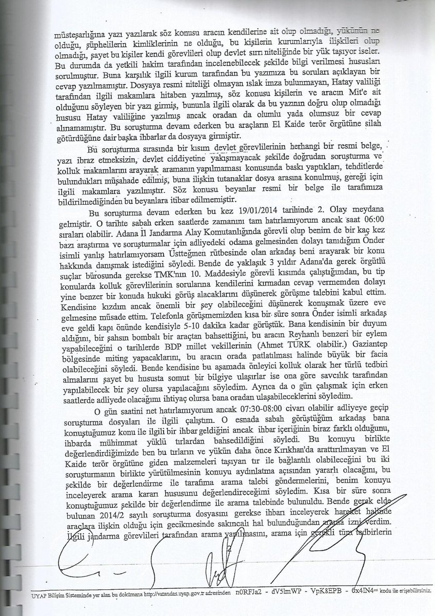basdagumit's tweet photo. Ocak 2014'de  El Kaide'ye mühimmat taşıyan TIRLAR'ı durduran C.Savcısı AZİZ TAKÇI'nın her satırı ibretlik ifadesi. http://t.co/V2EHrc25PF