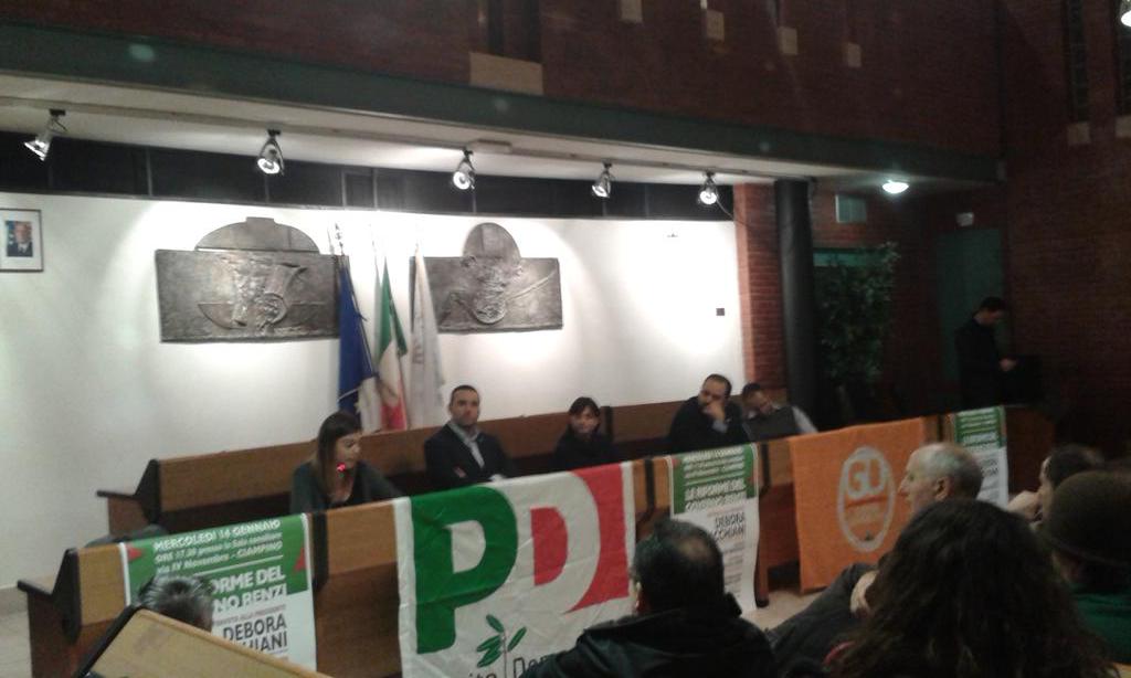 GDciampino's tweet photo. Inizia ora l'incontro pubblico sulle #riforme con @serracchiani @terzullig @lupisimone @PDCiampino http://t.co/hHkSSk1u0F