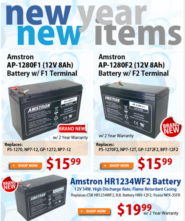 Atbatt's tweet photo. New Year New Items!

#batterysale #newbatteries #newyearsale http://t.co/o6HQCSkdAs