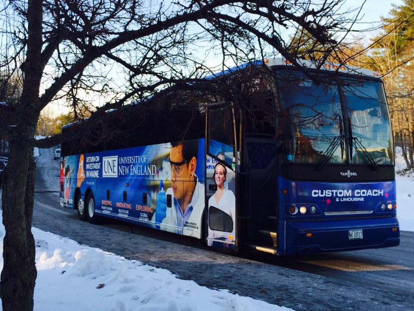 JFortin3's tweet photo. Our Students/Faculty/Staff heading off to Portland on the new #UNE bus!! @mnahorney @kptasch http://t.co/SKxtE3AlKn