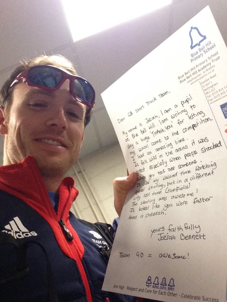 .@BlueBellHill thanks for the letters guys!! We loved each and every one! #BestFansEver #TheFutureIsBright #OneTeamGB