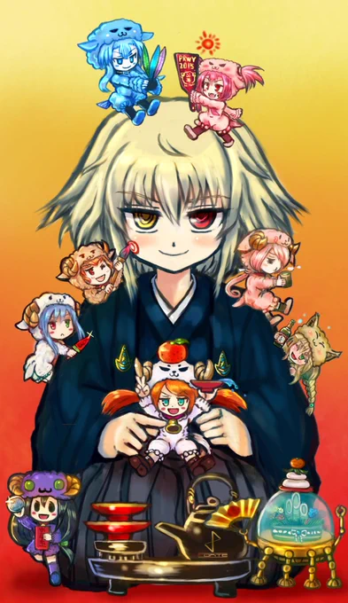 みなさまこんばんは! やっと正月絵が完成したよ(*'ω`) 