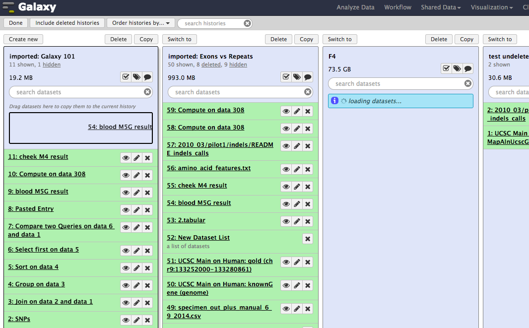 galaxyproject's tweet photo. You can Drag&amp;Drop to copy datasets from other histories to the active one while using the multiview. #usegalaxytip http://t.co/mGnIrkWzgm