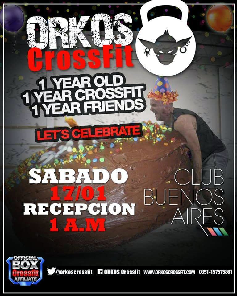 orkoscrossfit's tweet photo. CUMPLIMOS 1 AÑO!!  #ESTAMOSDEFIESTA 
ENLISTATE EN RECEPCION!! SÁBADO 1AM!! http://t.co/HkQyVDtT2I