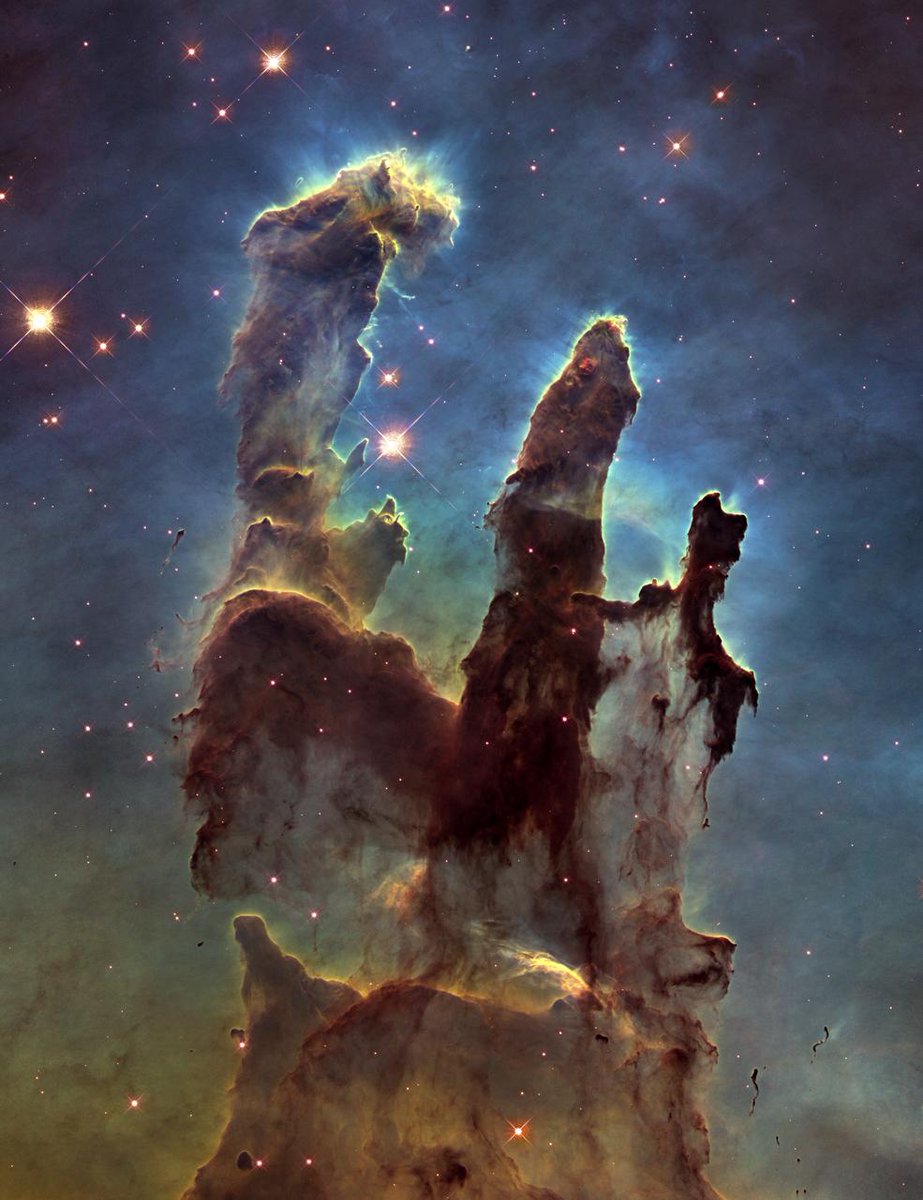 SkyImageLab's tweet image. Pillars of Creation were revisited by the Hubble for the 25th anniversary. New imaging is here bit.ly/17HLxB5
