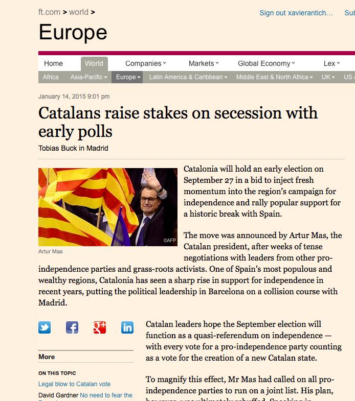 ramontremosa's tweet photo. FINANCIAL TIMES: "Catalan September election will function as a quasi-referendum on independence"  @FT http://t.co/A6PUhlxhXl
