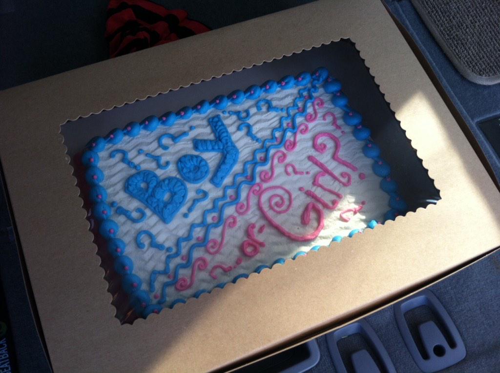 When we cut into this cake we will finally find out if we are having a boy or a girl :-)