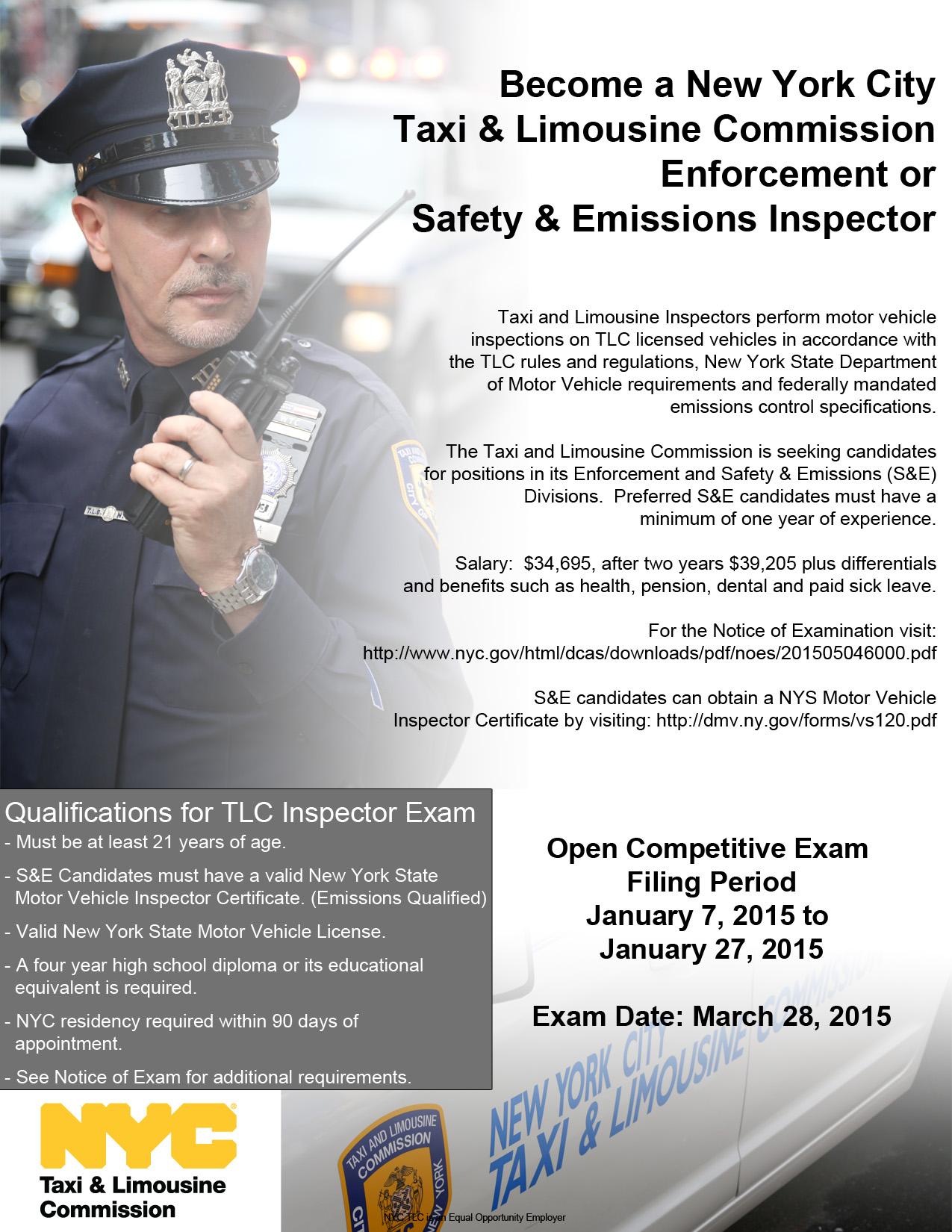NYC TLC on Twitter "Be e an NYC TLC Enforcement or