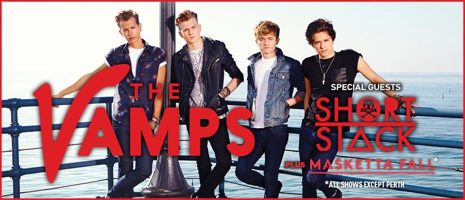 TheVampsStalk's tweet photo. The Vamps in tour in Australia will sing with two Australian bands! @shortstackband and @MaskettaFall. http://t.co/c8gCOkl1dt