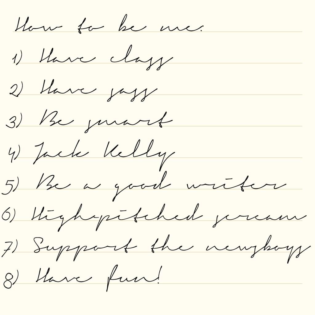 MissKPlumber's tweet photo. For those of you who wants to portray me, here are eight things for you to take in. Yayyyy. http://t.co/G7muBjBOBO