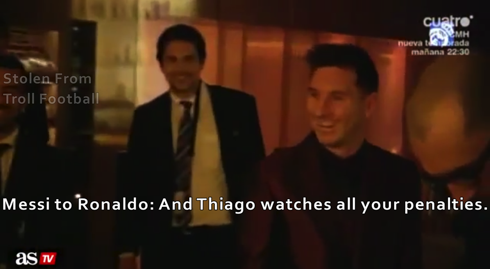 Footy_Bucket's tweet photo. Leo Messi to Cristiano Ronaldo #Just4Fun http://t.co/mFYAJ8VS13