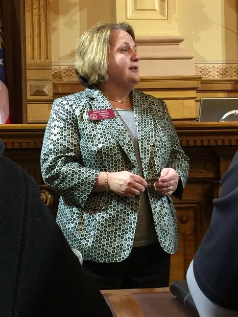 leadbarrow's tweet image. State Representative @ReginaQuick speaking to Leadership Barrow