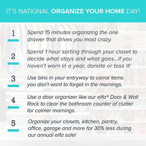 ContainerStore's tweet image. Happy National Organize Your Home Day! Get 5 quick tips on how to get started #organizeyourhomeday