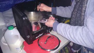 streetskitchen's tweet photo. Saturday night, Homeless Kitchen London #TrafSq Beef stew on the go & pot nearly empty! Donations always appreciated! http://t.co/SqOOctQx1p