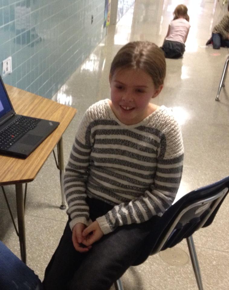 Guy726's tweet photo. DES 5th grade author shares her engaging story about Crackers, a cat who solves mysteries. #ycsd14 http://t.co/a8TuL99lA0
