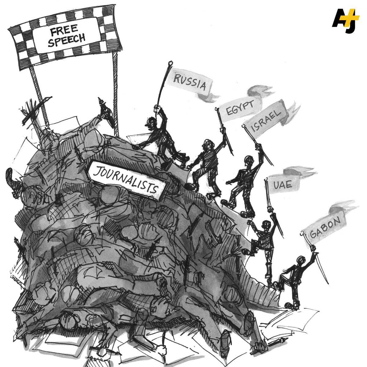 ajplus's tweet photo. #FreeSpeech is not free. #illustration http://t.co/tNKq078Uh5