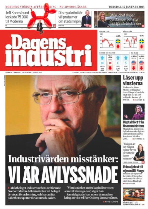 Jens B Nordstrom On Twitter Spannande Dagensindustri Industrivardens Sverker Martin Lof Vi Misstanker Avlyssning Http T Co Cmwkbezqmc Http T Co Yqwfzfoemb