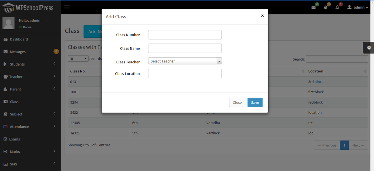 WPSchoolPress's tweet photo. Adding and Editing Class Detials in #WPSchoolPress. http://t.co/7qYtoise9Q