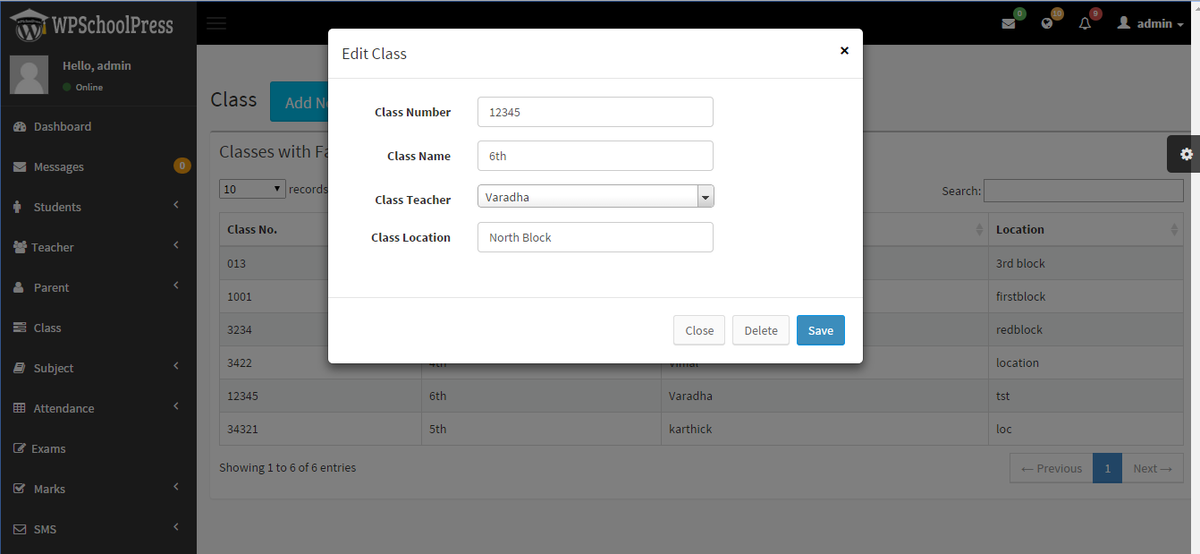 WPSchoolPress's tweet photo. Adding and Editing Class Detials in #WPSchoolPress. http://t.co/7qYtoise9Q