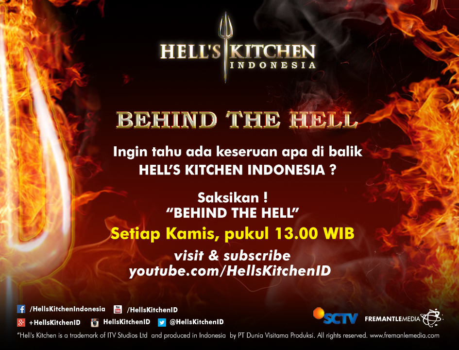 Wohooo jangan lupa yaaa jam 1 siang ini akan ada "BEHIND THE HELL" from #HellsKitchenID <a href="/SCTV_/">SCTV</a>!!