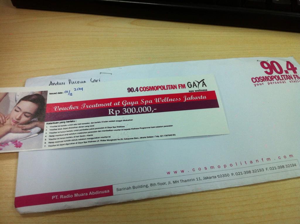 Yeeaayyyy..voucher gaya spanya udh sampe.. Thanks a bunch #BFC <a href="/CosmopolitanFM/">90.4 Cosmopolitan Radio</a> 💃💆🙅