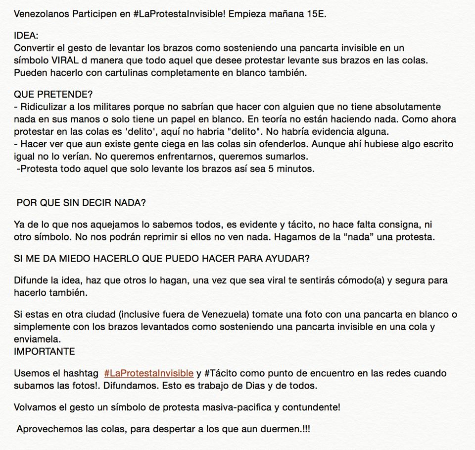 Nueva idea de #protesta sin represión! <a href="/Leonardo_Padron/">Leonardo Padrón</a> #LaProtestaInvisible <a href="/ibepacheco/">Ibéyise Pacheco</a> que opinas? ayuda con un RT
