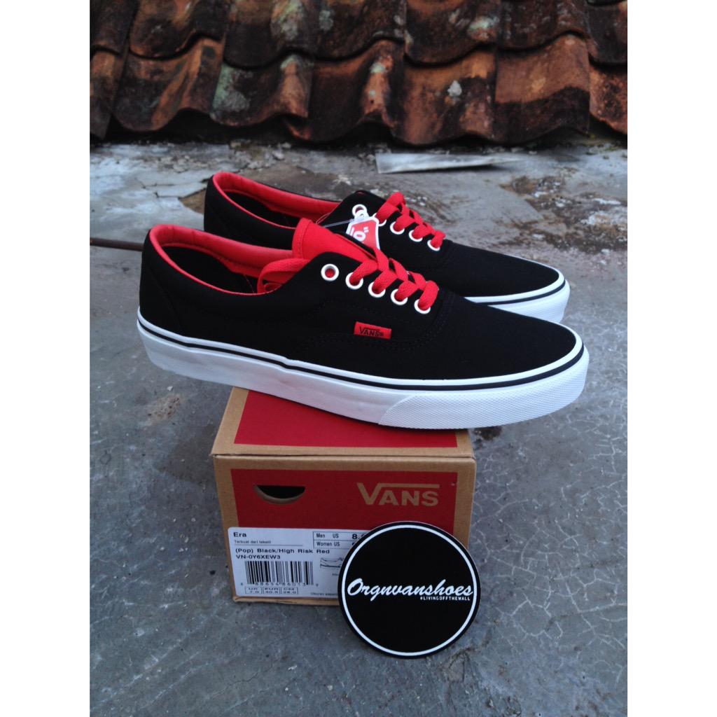 vans era black red