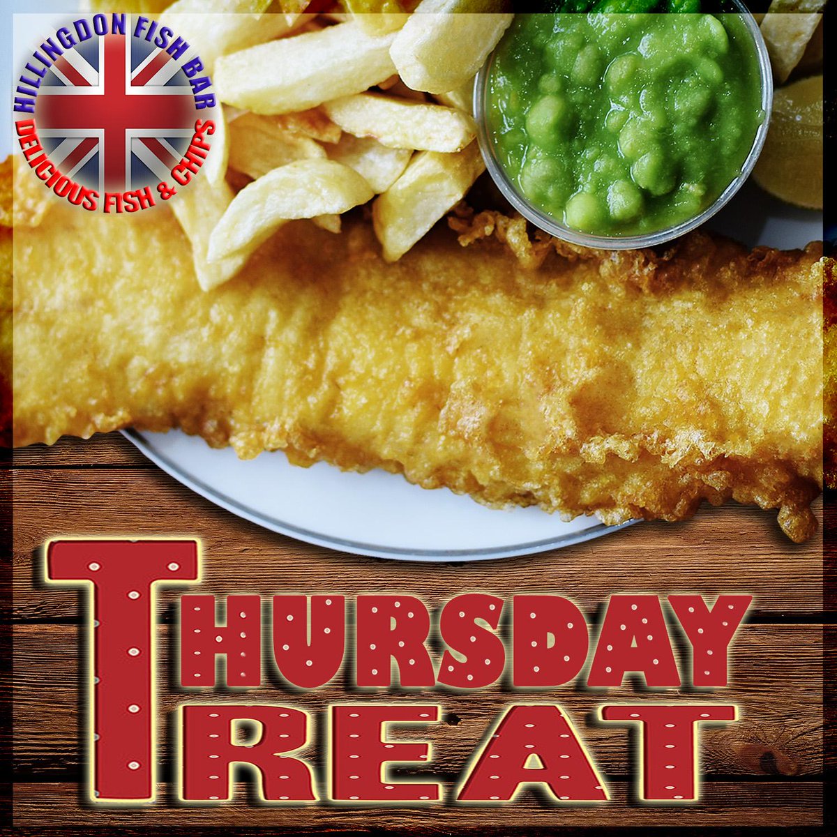 HillingdonFish's tweet photo. #ThursdayTreat Reward yourself with our delicious #fishandchips with #mushypeas at just £5.99! #Thursday #delicious http://t.co/XCE9J2teTm