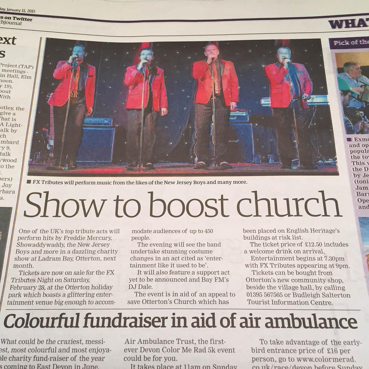 SPACEOtterton's tweet photo. great coverage of our fab forthcoming fundraiser in today's @exmouthjournal tickets now on sale pls rt http://t.co/TA5XXSmv12