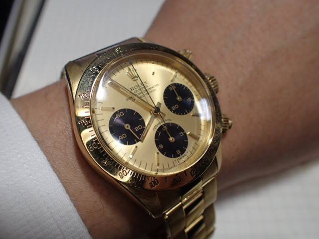ROLEX DAYTONA Ref.6265 18KYG 1979年 シャンパンダイアルの金無垢光沢