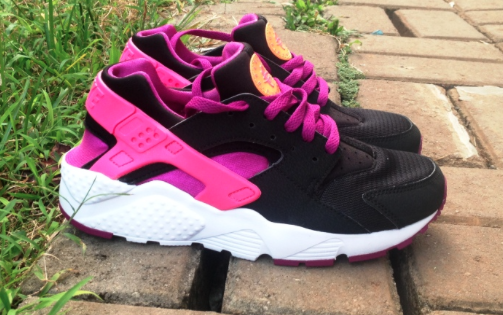 pink purple and black huaraches