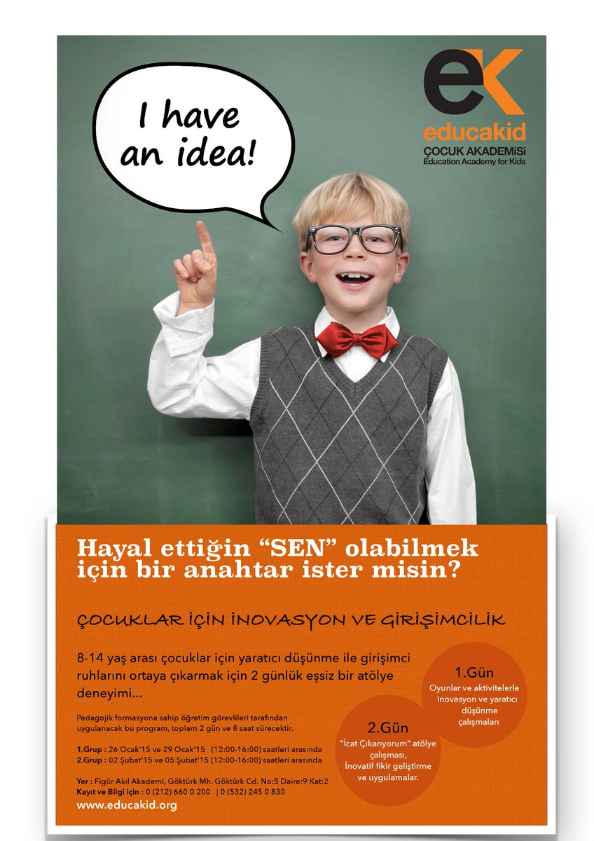 educakid's tweet photo. #Educakid, Çocuklar için "İnovasyon ve Girişimcilik" kampı ile Sömestr'de İstanbul/Göktürk'lü çocuklarla buluşuyor... http://t.co/7BZbMvbkxC