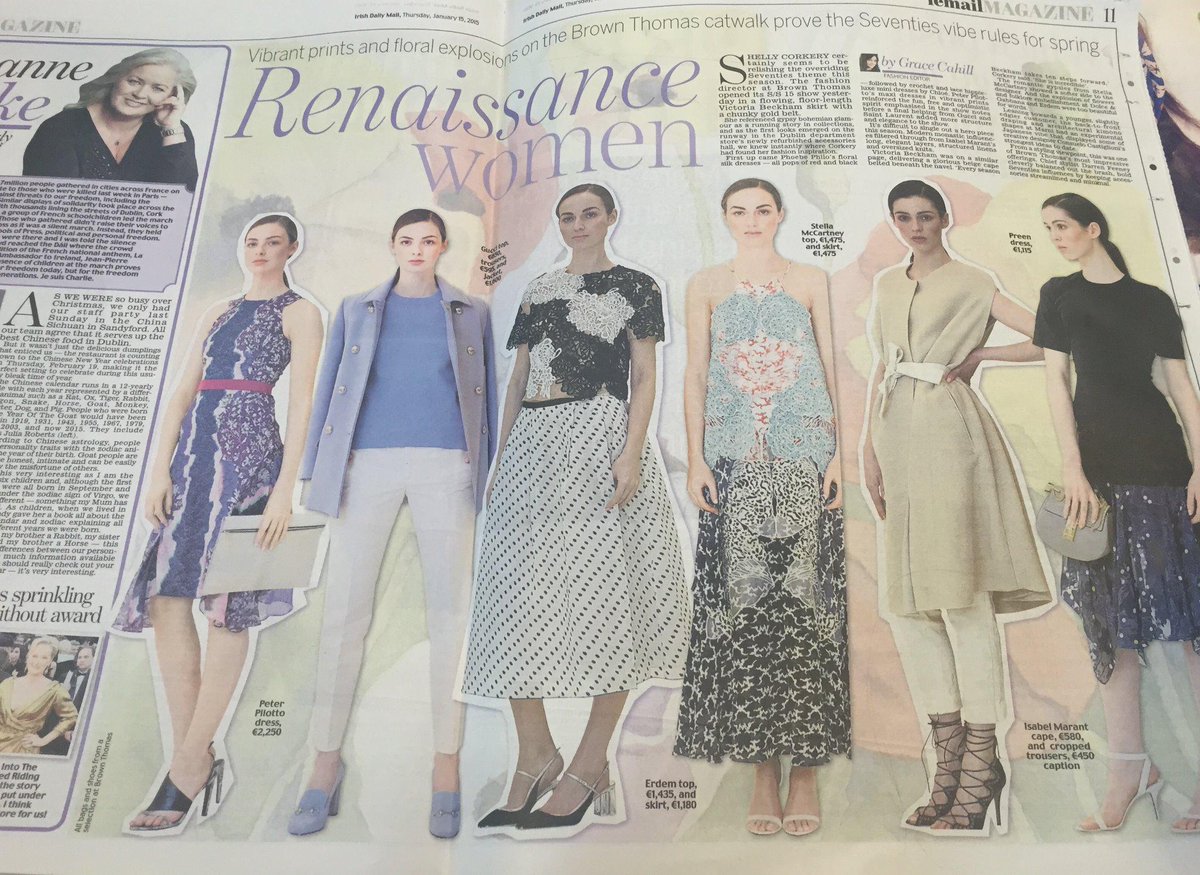 brownthomas's tweet photo. Thank you @gypsyinjeans for the #RenaissanceWomen feature in today's #IrishDailyMail #BTSS15 http://t.co/4eMwixlxFC