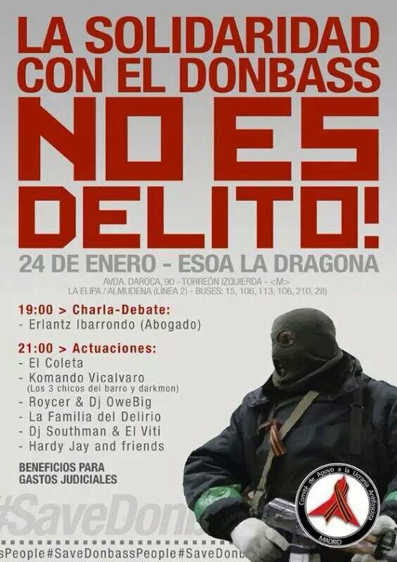 AntifaMadrid's tweet photo. La solidaridad con el #Donbass no es delito. Sábado 24E 19h @ESOA_El_Dragon vía @AntifaDonbass #SaveDonbassPeople http://t.co/6ckDaudMPA