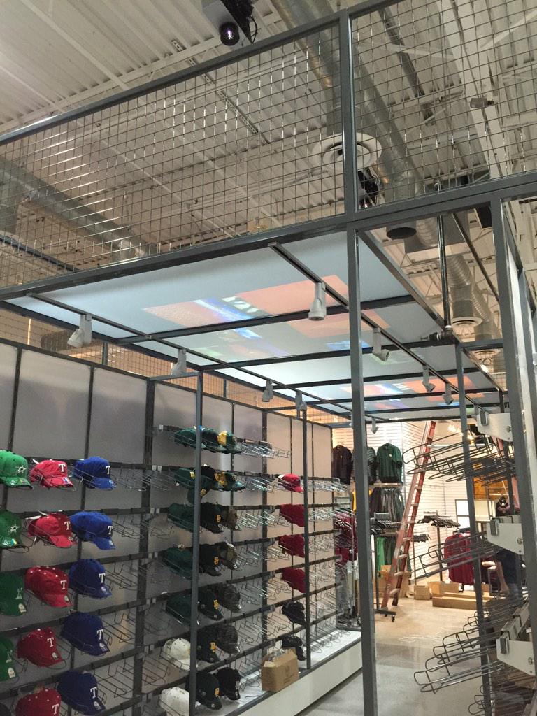 Audiencetech's tweet photo. Installing inverted projectors for the hat tunnel #Fansunited in Southlake. http://t.co/Tgs4NToNrI
