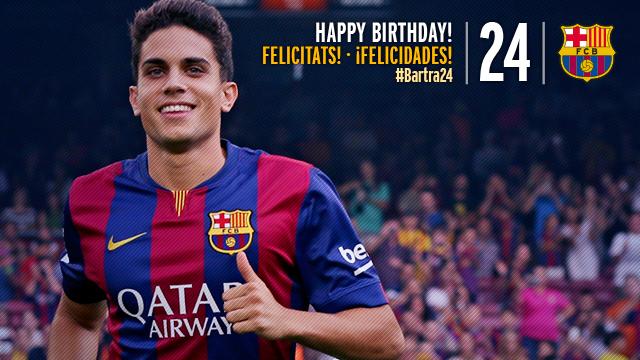 FCBarcelona_es's tweet photo. . @MarcBartra cumple hoy 24 años. Haz RT para felicitarle  #Bartra24 http://t.co/7YyiKKkex1