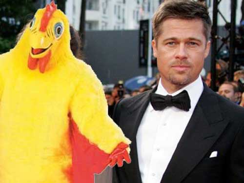 RANDOM FACT: Brad Pitt's first job was dressing up in a chicken suit to attract customers at El Pollo Loco.