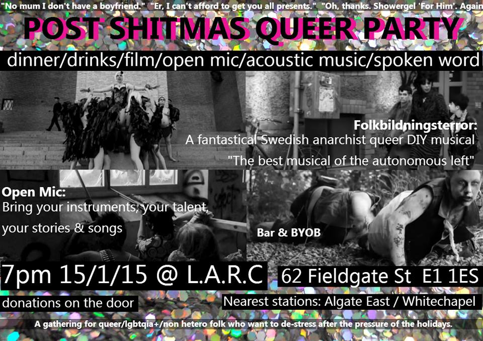 AutonomousQueers event: Post Shitmas Queer Party! film/food/openmic. 2nite 7pm @ LARC facebook.com/events/4984246…