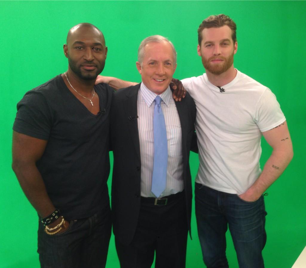 Stars of the hit police drama <a href="/19two/">19-2</a> on Bravo <a href="/adrianholmes/">Gökhan Tolun</a> and <a href="/jaredkeeso/">not jared keeso</a> stopped by #amMTL Thursday. #cool