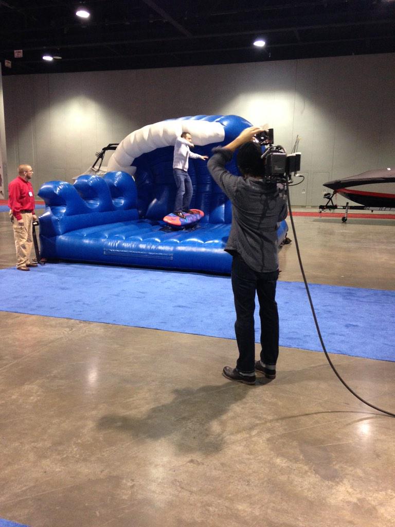 AtlantaBoatShow's tweet image. @PaulFromFox5 just rode the #RoboSurfer here at the #AtlantaBoatShow! Watch his surfing skills on @GoodDayAtlanta!