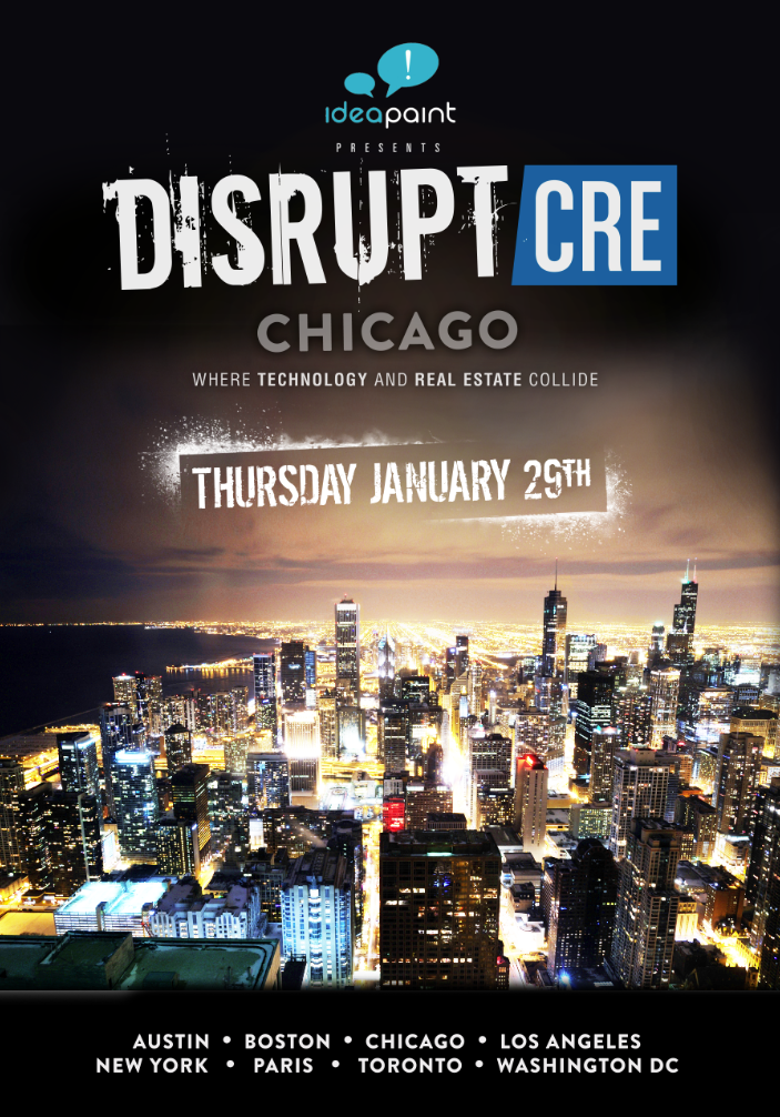 DisruptCRE's tweet photo. See tech pioneer @markgilbreath @LiquidSpace talk #CREtech: Meet the Disruptors: Innovators Driving Change #Chicago http://t.co/FrijQDHff4