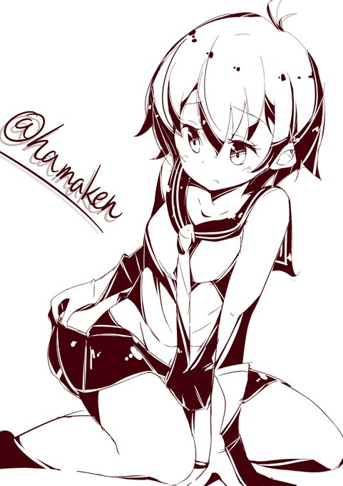 転んだ酒匂ちゃん。 
#艦これ版深夜の真剣お絵描き60分一本勝負 