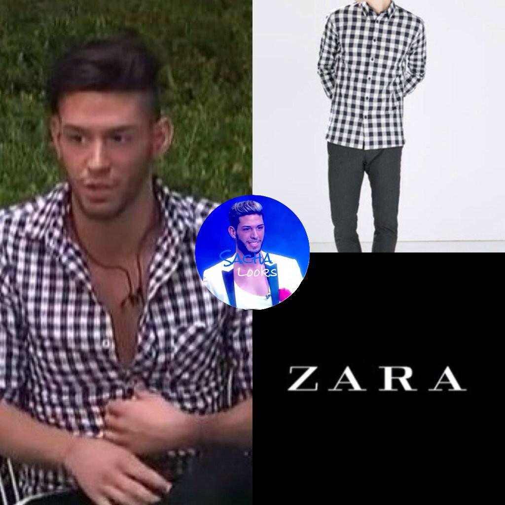 SachaLooks's tweet photo. Look 20: Sacha porte une chemise à carreaux noir et blanche de chez Zara (actuellement disponible en magasin.) #SS8 http://t.co/zsOg40W4QR