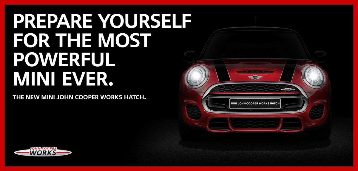 @Run_Kingy The John Cooper Works Hatch. The most powerful MINI ever. Find out more #jcw bit.ly/MINI-JCWHatch