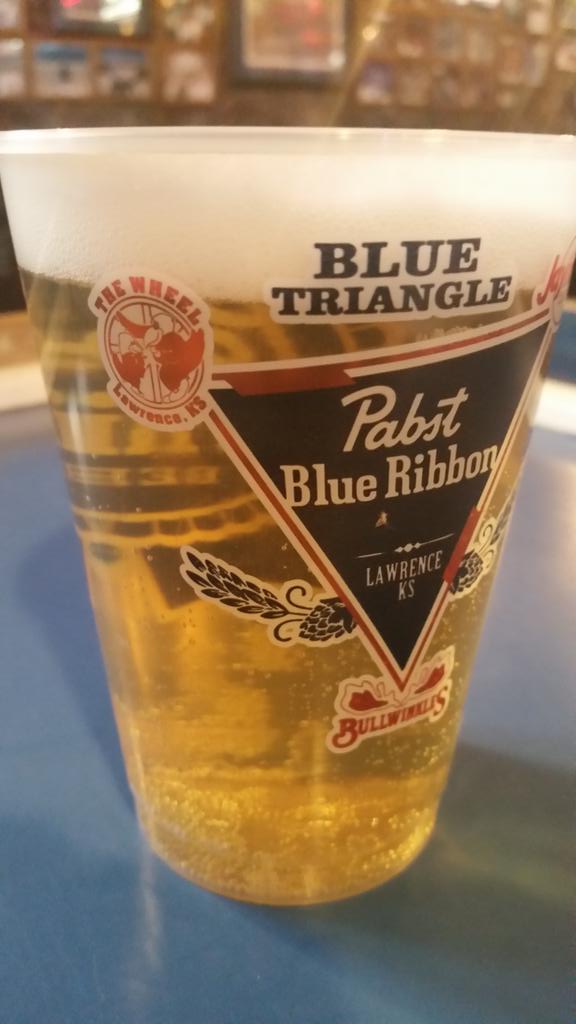 Thur in the triangle, PBR specials. We have 2.50 pints, keep the cup, refill for $2. @JayhawkCafe @KUbullwinkles