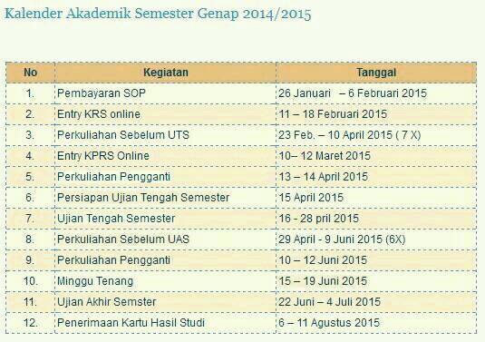 Pagi :) mimin mau nyebarin kalender akademik genap nih