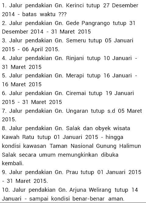 Jogja24Jam's tweet photo. Info penutupan jalur pendakian gunung. via @PendakiJogja http://t.co/R05fXuj48x