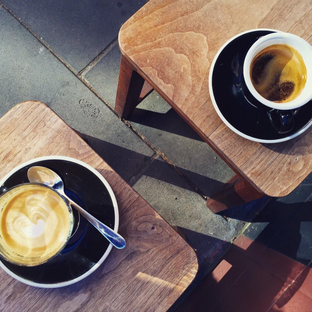 MelindaWoledge's tweet photo. What Melbourne does best: good coffee in a laneway on a sunny morning. Thanks @travellercoffee and @7seedscoffee! http://t.co/yqPJLz5eDp